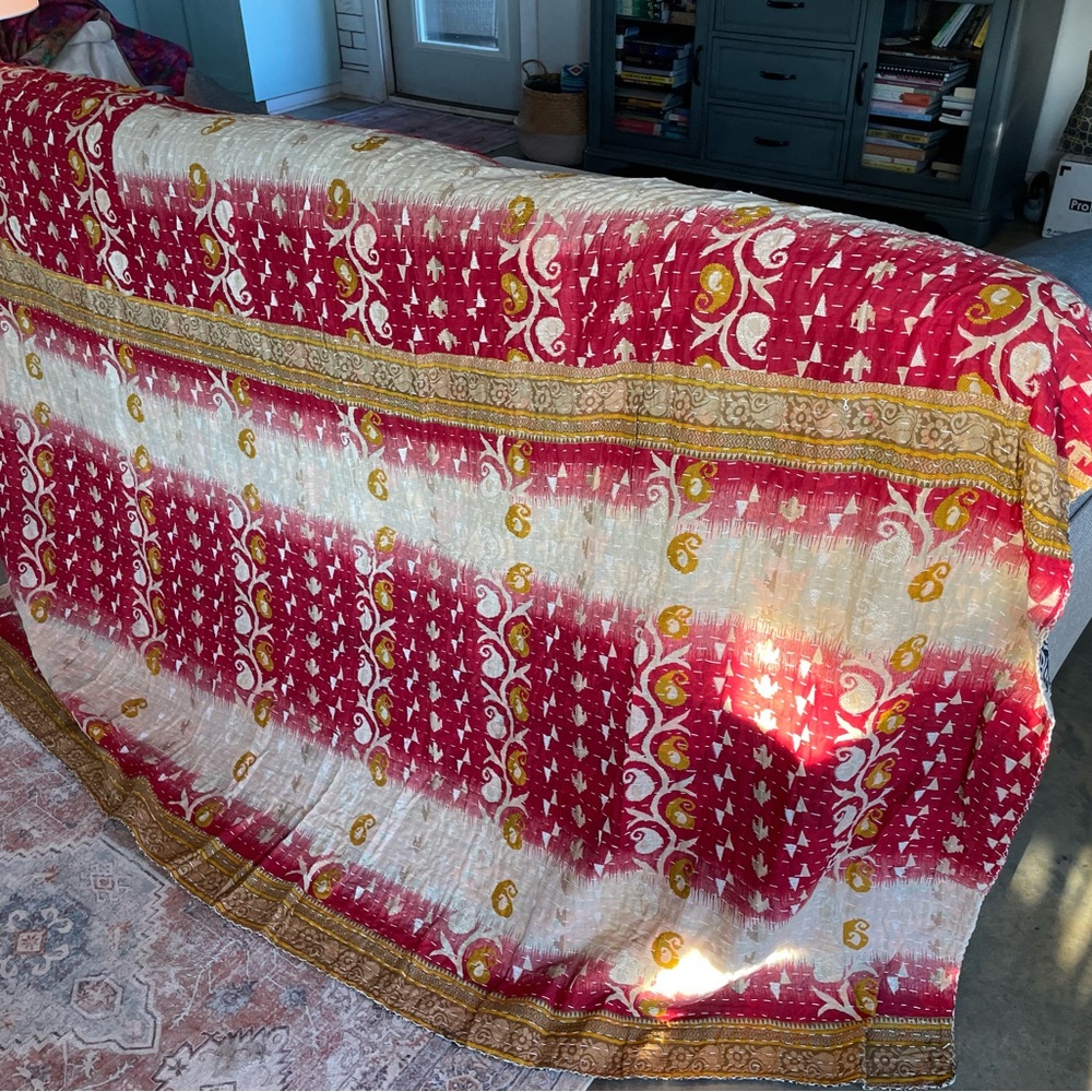 Twin 85x55 Kantha Handmade Quilt Boho Festival Hippie 100% Cotton Brand New